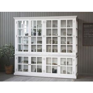 Bílá antik dřevěná skříň / vitrína s policemi Frances - 220*55*195cm 40020301 (40203-01) obraz