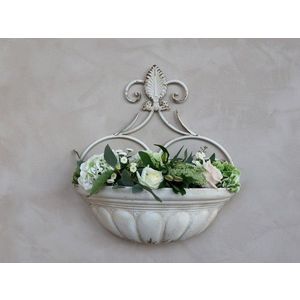 Krémový nástěnný box na květiny ve starém francouzském stylu - 45*20*48cm 64063219 (64632-19) obraz