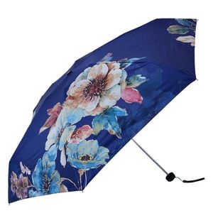 Tmavě modrý skládací deštník do kabelky s květy - Ø 92*54 cm JZUM0035 obraz