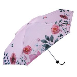 Růžový skládací deštník do kabelky s květy - Ø 92*54 cm JZUM0039 obraz