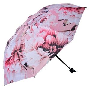 Růžový skládací deštník do kabelky s květy - Ø 95*110 cm JZUM0041 obraz