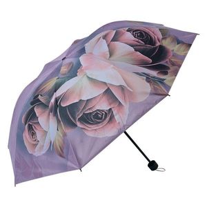 Fialový skládací deštník do kabelky s květy růží - Ø 95*110 cm JZUM0042 obraz