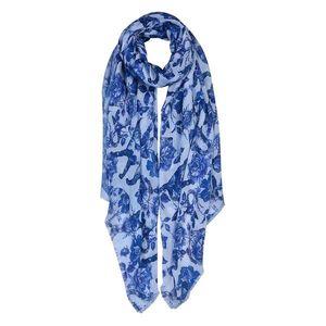Modrý barevný šátek s květy Summer - 90*180 cm JZSC0679 obraz