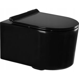 MEXEN/S Sofia Závěsná WC mísa včetně sedátka s slow-slim, z duroplastu, černá matná 30540185 obraz