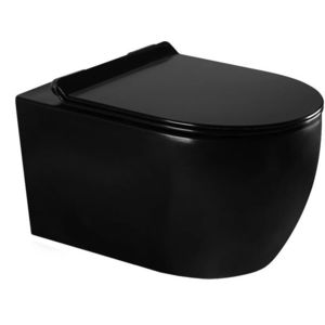MEXEN/S Carmen Závěsná WC mísa včetně sedátka s slow-slim, z duroplastu, černá matná 30880185 obraz