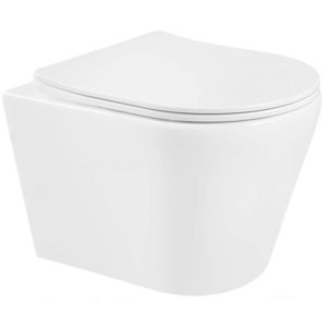 MEXEN/S Rico Závěsná WC mísa Rimless včetně sedátka s slow-slim, Duroplast, bílá 30720300 obraz
