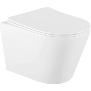 MEXEN/S Rico Závěsná WC mísa Rimless včetně sedátka s slow-slim, Duroplast, bílá 30720400 obraz