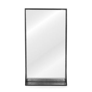 HOMEDE Nástěnné zrcadlo s poličkou Pisca černé, velikost 40, 5x25, 5x10, 5 obraz