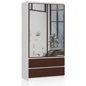 Ak furniture Šatní skříň Star se zrcadlem 90 cm bílá/wenge obraz