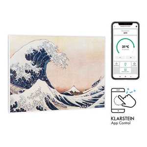 Klarstein Wonderwall Air Art Smart, infračervený ohřívač, 80 x 60 cm, 500 W, aplikace, modré vlny obraz