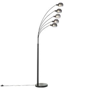 Designová stojací lampa černá s kouřovým sklem 5-light - Sixties Marmo obraz
