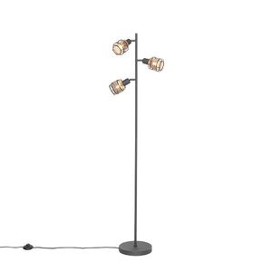 Designová stojací lampa černá se zlatým 3-světlem - Noud obraz