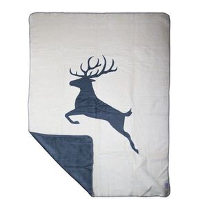 Černo šedá deka s motivem skákajícího jelena - 130*180*3cm SSDKSTHLG obraz