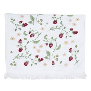 Bílý kuchyňský froté ručník s jahůdkami Wild Strawberries - 40*66 cm CTWIS obraz