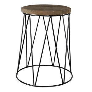 Dřevěno-kovový dekorační antik stolík na květinu - Ø 23*28 cm 64941 obraz