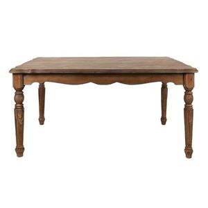 Hnědý antik dřevěný jídelní stůl s vyřezávanými prvky na nohou René - 151*96*79 cm 5H0548 obraz