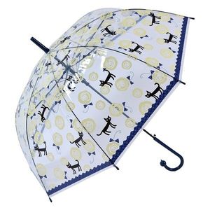 Průhledný deštník pro dospělé s modrým okrajem a kočičkami - 60 cm JZUM0055BL obraz