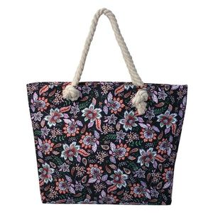 Černá plážová taška s květy Florali - 43*3*33 cm JZBG0264Z obraz