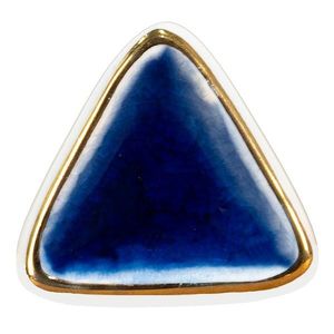 Bílo-modrá antik úchytka s popraskáním ve tvaru trojúhelníku Azue - 5*5*7 cm 65040 obraz