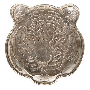 Stříbrná dekorativní miska/talířek v dekoru hlavy tygra Tiger - 19*19*2 cm 6PR4773 obraz