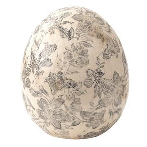 Dekorace vintage vejce se šedými květy Mell French L - Ø 14*16 cm 6CE1451L obraz