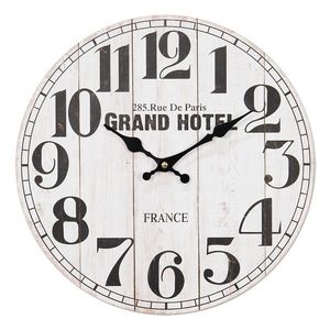 Bílé vintage nástěnné hodiny Grand Hotel – Ø 34*4 cm / 1*AA 6KL0758 obraz