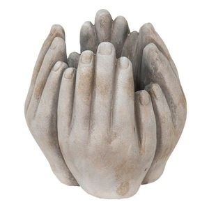 Béžovo-šedý cementový květináč přiložených rukou Hania L - 19*18*22 cm 6TE0423L obraz