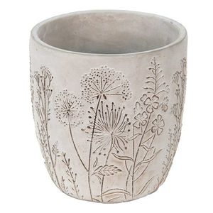 Šedý cementový obal na květináč s lučními květy Wildflowers - Ø20*21cm 6TE0404L obraz