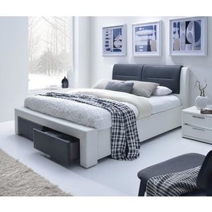 HALMAR Čalouněná postel Cassandra 140x200 dvoulůžko - bílo-černá obraz