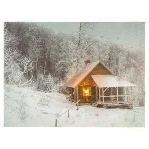 Nástěnná malba Zimní dům, 1 LED, 30 x 40 cm obraz