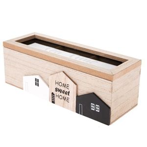 Dřevěný box na čajové sáčky Home town, 23 x 8 x 8 cm obraz