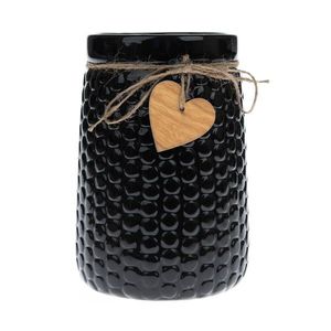 Keramická váza Wood heart černá, 12 x 17, 5 x 12 cm obraz