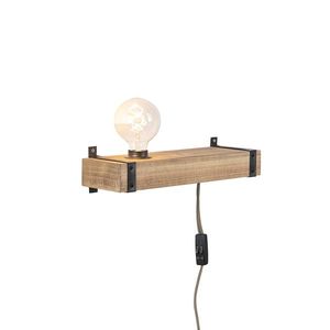 Průmyslové nástěnné svítidlo dřevěné USB - Reena obraz
