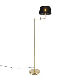 Klasická stojací lampa mosaz s nastavitelným černým odstínem - Ladas obraz