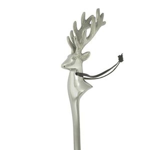 Stříbrná kovová obouvací lžíce s hlavou jelena Deer - 52*5*1cm EHSLHT obraz