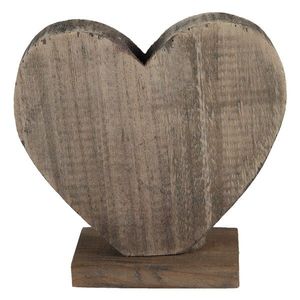 Hnědá antik dřevěná dekorace srdce - 19*7*19 cm 6H2137 obraz