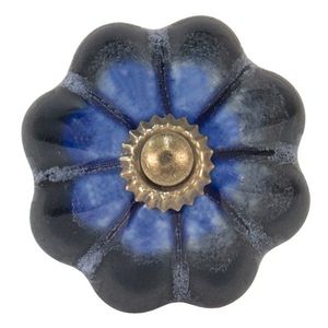 Černo-modrá keramická úchytka květina s mramorováním - Ø 4 cm 65022 obraz
