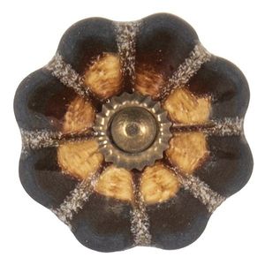 Černo-hnědá keramická úchytka květina s mramorováním - Ø 4 cm 65023 obraz