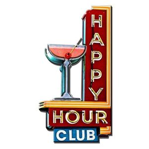 Červená kovová nástěnná cedule Happy Hour Club - 32*1*60 cm 6Y4900 obraz