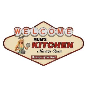 Kovová nástěnná cedule Welcome Mums Kitchen - 49*1*27 cm 6Y4907 obraz