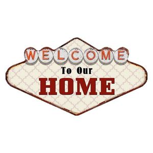 Kovová nástěnná cedule Welcome To Our Home - 49*1*27 cm 6Y4911 obraz
