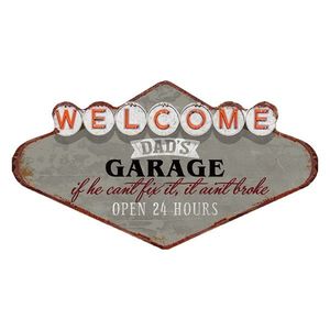 Kovová nástěnná cedule Welcome Daďs Garage - 49*1*27 cm 6Y4912 obraz
