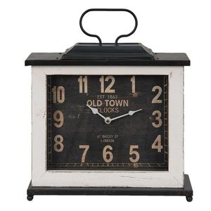 Černo-bílé stolní hodiny v hranatém provedení Old Town - 36*10*32 cm / 1*AA 6KL0768 obraz