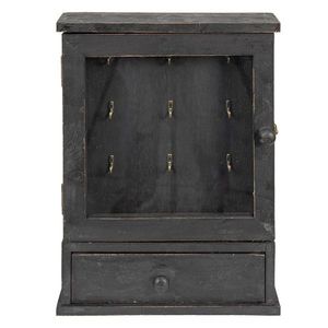 Černá antik dřevěná retro skříňka na klíče Recie - 36*9*47 cm 5H0453Z obraz