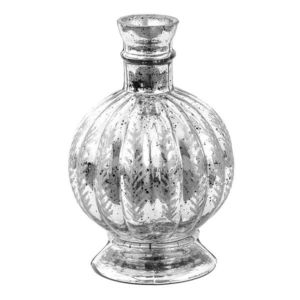 Stříbrná skleněná dekorační váza s úzkým hrdlem - Ø 13*20 cm 6GL3574 obraz