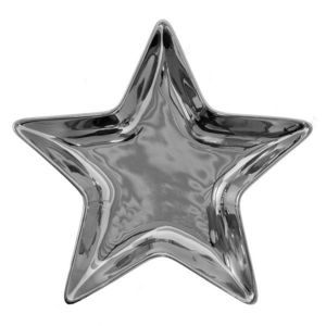 Stříbrná keramická miska ve tvaru hvězdy Silver Star - 16*16*2 cm 6CE1462 obraz