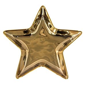 Zlatá keramická miska ve tvaru hvězdy Gold Star - 16*16*2 cm 6CE1463 obraz