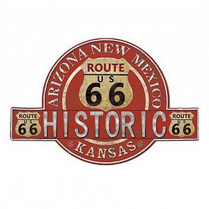 Červená nástěnná kovová cedule Historic Route 66 - 50*1*34 cm 6Y5020 obraz
