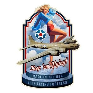 Modrá nástěnná kovová cedule B-17 - 45*1*60 cm 6Y5081 obraz