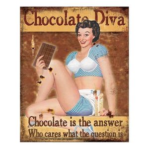 Hnědá nástěnná cedule Chocolate Diva - 20*1*25 cm 6Y5100 obraz